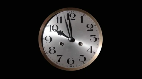 TIMELAPSE, CUT OUT ON BLACK, an antique classic wall clock Stock Footage 145750659