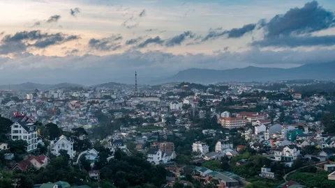 Timelapse da lat city sunset to night vietnam destination Stock Footage 115957933