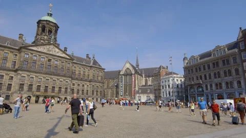 Timelapse of Dam Square in Amsterdam Vídeo Stock 146929377