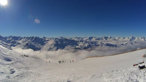 Timelapse of dancings clouds in mountains top Stock Footage 86140908
