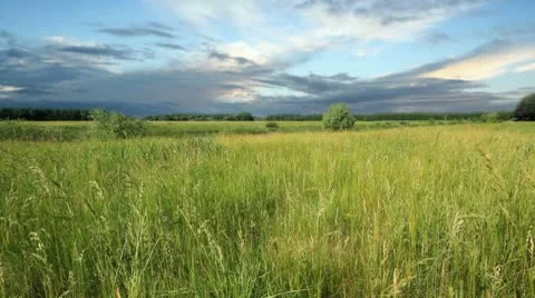 Timelapse dark clouds above field. shot motorized slider. Stock Footage 8836869