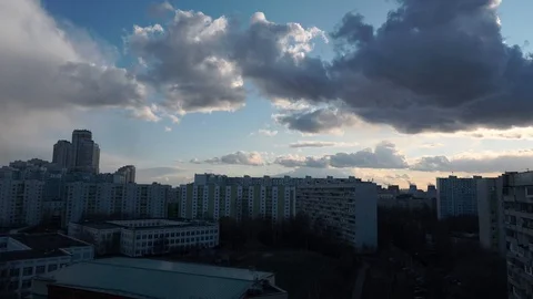 Timelapse. Dark clouds over the city Stock Footage 128117138