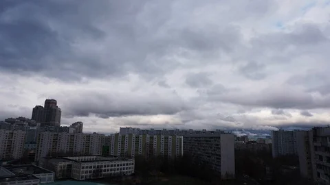 Timelapse. Dark clouds over the city Stock Footage 128118573