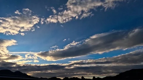 Timelapse of dark clouds over hills Stock Footage 318543026