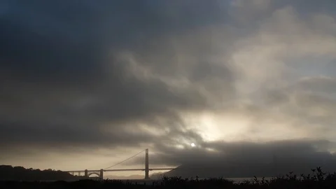 Timelapse of dark clouds over San Francisco bay Stock Footage 92714406