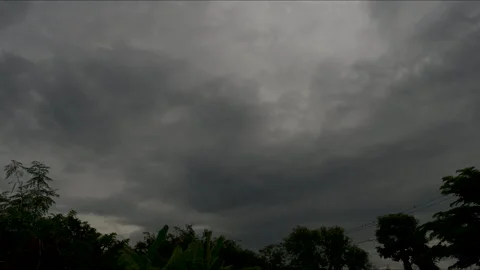 Timelapse dark storm clouds dramatic black sky background. Dark clouds before th Video stock 263784686