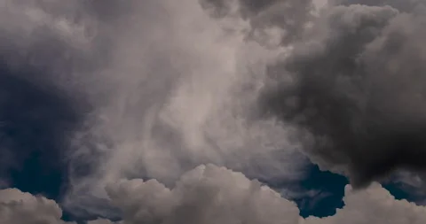 Timelapse dark storm clouds dramatic black sky background Видео 265049524