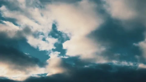 Timelapse of the dawn sky with moving clouds. Sky with flying clouds Stock Footage 195847421