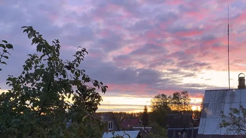Timelapse - Dawn in the village. Video stock 116648727