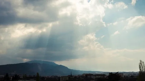 Timelapse, day light filtered by clouds on Annecy surrounding in France Stock Footage 75366740