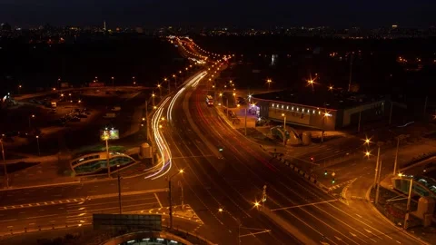 Timelapse day to night of light trails on city road Stock Footage 161600196