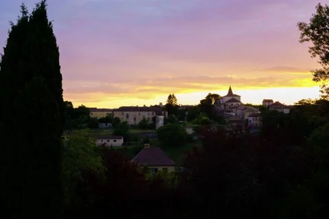 Timelapse: Day to night in the Monpazier bastide Stock Footage 203972598