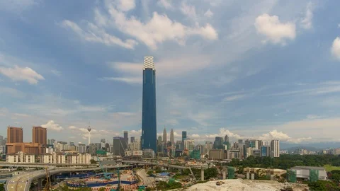 Timelapse of day time Kuala lumpur city with construction in the foreground 스톡 동영상 106560963
