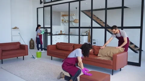 Timelapse of deep cleaning for modern loft Stock Footage 279493725