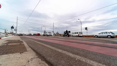 Timelapse of Via della Liberta bridge linking the Venice city to the mainland at Stock Footage 88974375