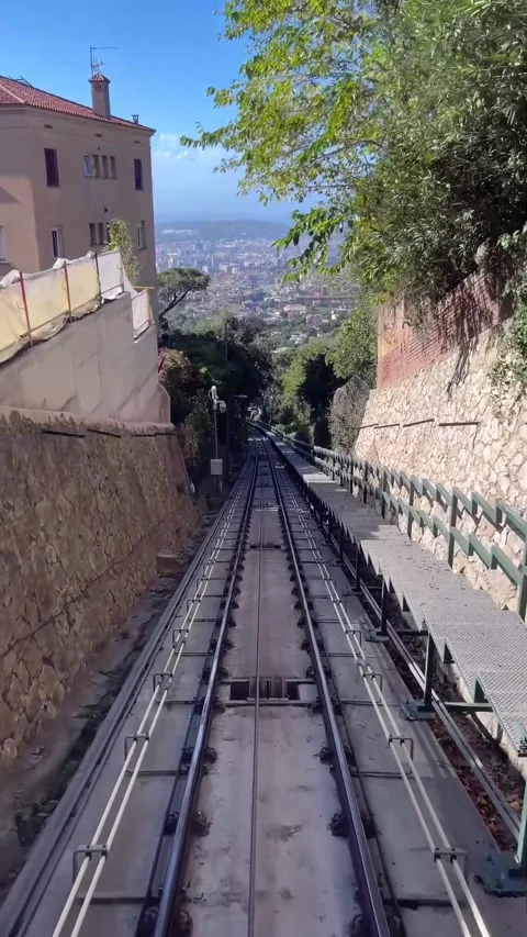 Timelapse of descent from the Funicular de Vallvidrera in Barcelona Stock Footage 344412327
