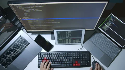 Timelapse developer programmer, software engineer using computer Stock Footage 196908570