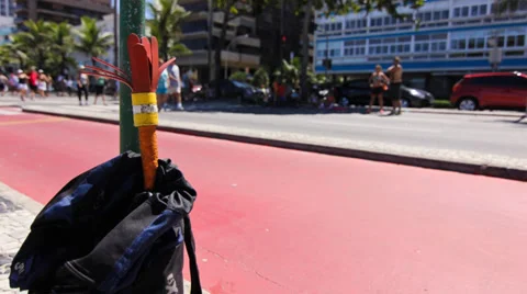 Timelapse - devil stick and people walking in leblon, rio de janeiro Stock Footage 37162440