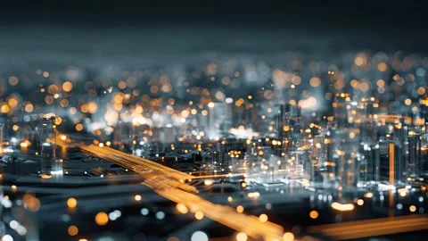 Timelapse of a digital city where microchips resemble buildings Video stock 315271393
