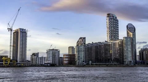 Timelapse of the Docklands in London at sunset Stock Footage 58723802