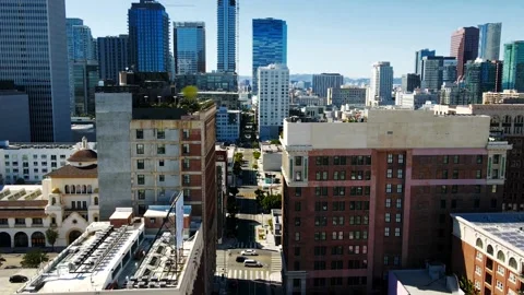 TimeLapse of Down Town Los Angeles at Mid Day Showing Traffic in a Square Stock Footage 160638629