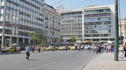 Timelapse - Downtown Athens Stock Footage 81308201