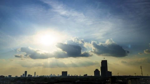 Timelapse downtown of clouds passing by Stock Footage 86976025