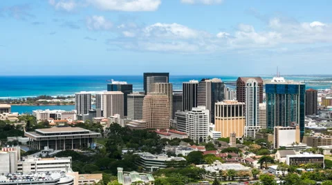 Timelapse of Downtown Honolulu with State Capitol Video stock 40276704