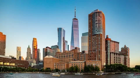 Timelapse of Downtown Manhattan in New York City, USA Stock Footage 168317581