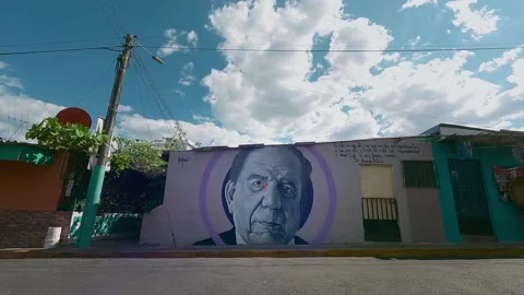 Timelapse Dr. Armando Bukele Kattan tribute graffiti, Iberia San Salvador Stock Footage 150054130