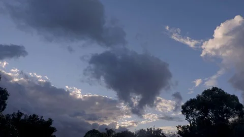 Timelapse of dramatic clouds moving in the sky before sunset Stock Footage 81425435