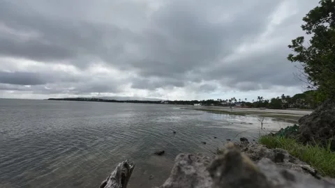 Timelapse Dramatic Clouds Over Boracay Philippines With Rocky Coast Foreground Stock Footage 333670741