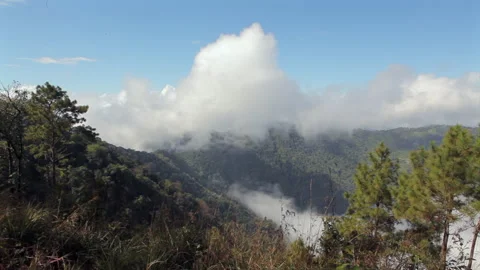 Timelapse of Dramatic Mist and Cloud Rolling Over Mountain Valley in Thailand Stock-Footage 333707029