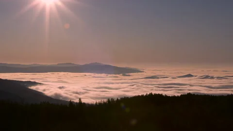 Timelapse of dramatic nature landscapes from the top of the mountain at sunrise Stock Footage 241839791