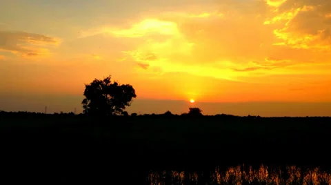 Timelapse With Dramatic Silhouette Sunset Stock Footage 37356809
