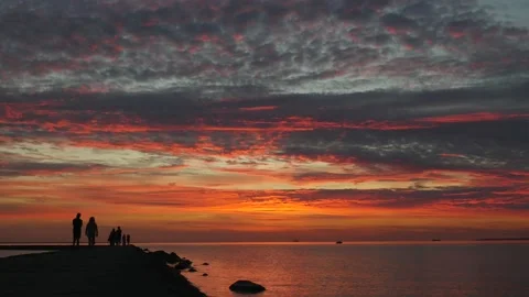 Timelapse of dramatic sky sunset on the sea Stock Footage 138962574