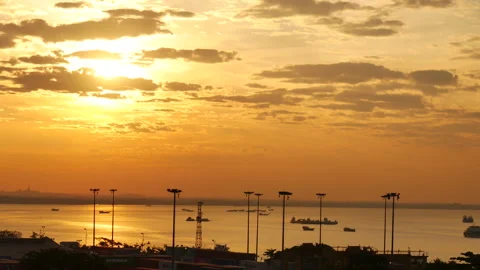 Timelapse dramatic Sunset sky range beautiful landscape dusk golden time Stock Footage 246255355