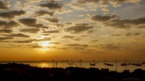Timelapse dramatic Sunset sky range beautiful landscape dusk golden time Stockbeeldmateriaal 246255428