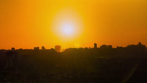 Timelapse: dramatic sunset sky with the setting sun over the city, Istanbul Stock Footage 255234149