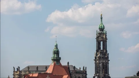 Timelapse of Dresden City Architecture with Clouds  Stock Footage 123312417