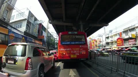 Timelapse driving in Bangkok, front view Stock Footage 10868653