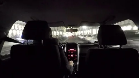 Timelapse of driving at night with camera in car Stock Footage 84474260