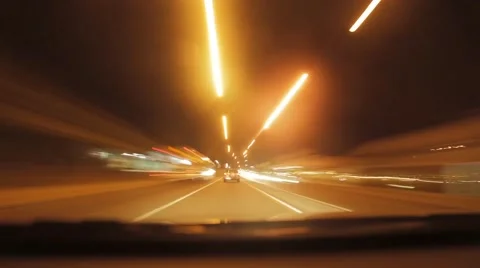 Timelapse driving night time blur car lights Stock Footage 68709571