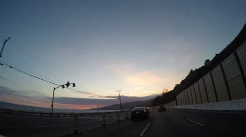 Timelapse Driving North on PCH in Malibu at Dusk Stock Footage 64986804