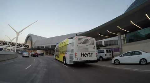 Timelapse Driving through LAX at Sunset Stock Footage 64949309