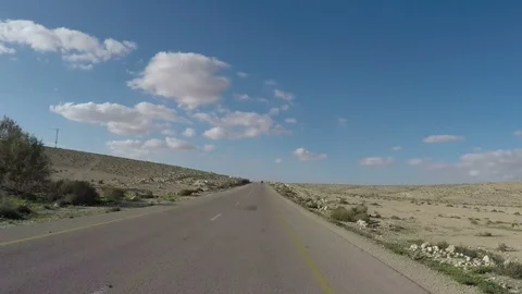 Timelapse of driving through the Negev desert in Israel Stock Footage 87008875