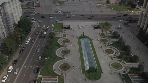 Timelapse drone flying over Kiev, Ukraine Independence Square in city center Stock Footage 114674787