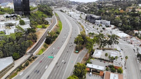Timelapse from a drone of Los Angeles freeway traffic Stock Footage 102267974