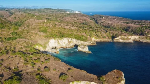 Timelapse Drone Shot of Blue Lagoon Penida at Nusa Penida, Bali - Indonesia Stock Footage 113969670
