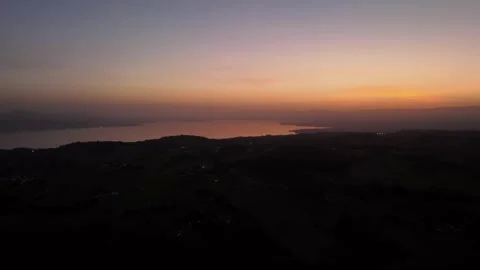 Timelapse drone sunset on the Geneva Leman Lake Aerial Stock Footage 252605312